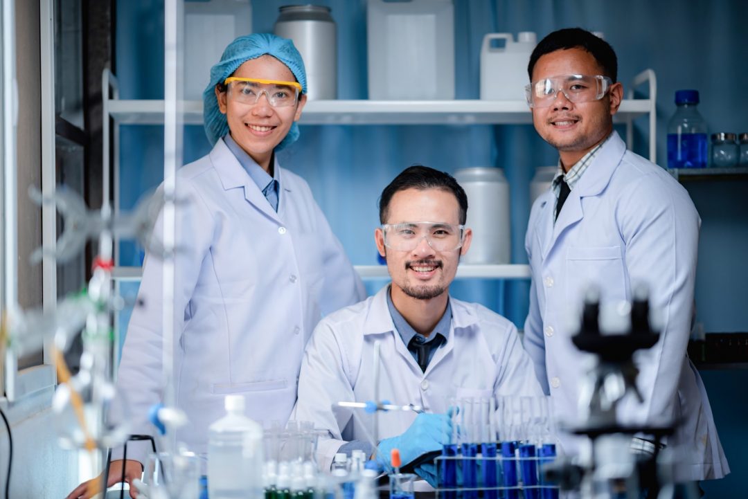 health care researchers working in medicals science technology research in laboratory 1